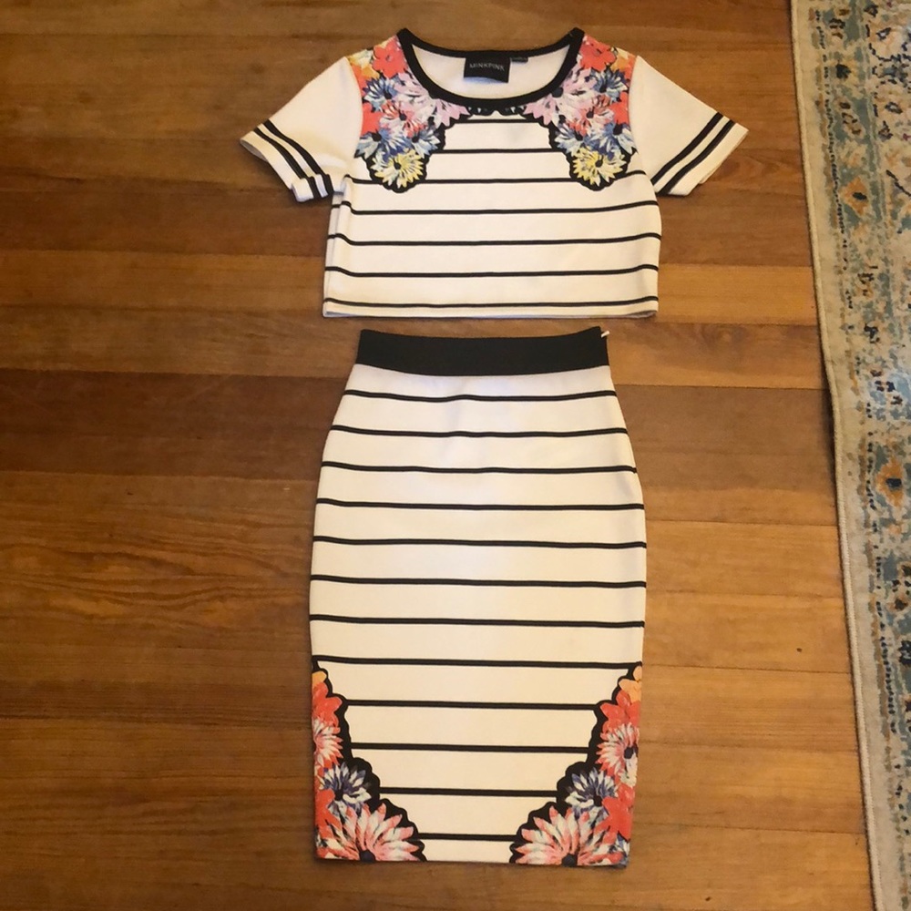 Mink pink crop top and skirt